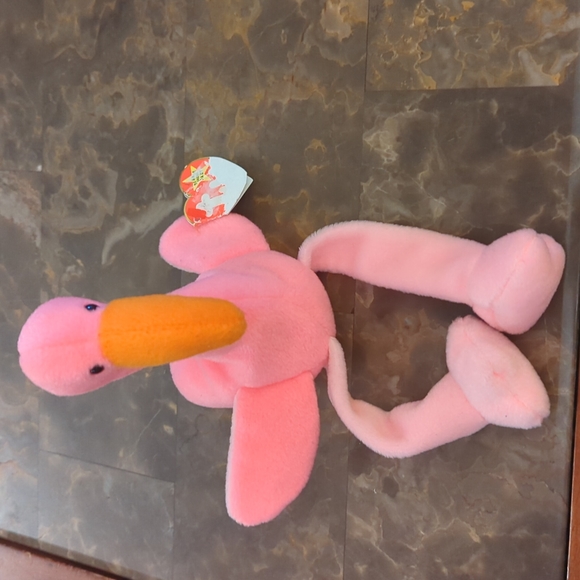 Ty Other - Retired Tag Errors PVC Pellet Pinky Beanie Baby 4072 Flamingo 🦩